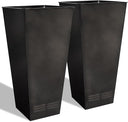 28" Tall Metal Planters Set of 2 – Tapered Steel Flower Pots with Drainage & Air Vents