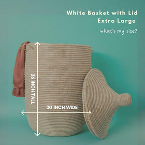 Extra Large Handwoven Wicker Storage Basket with Lid