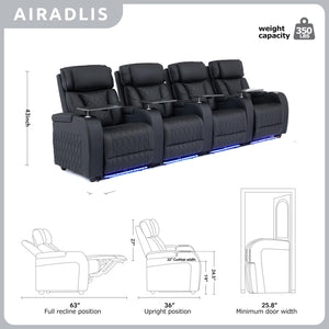 Home Theater Seating – Top Grain Leather Recliner Sofa