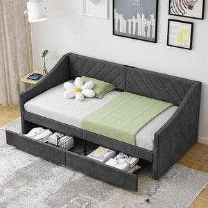 Twin Upholstered Daybed with Storage Drawers