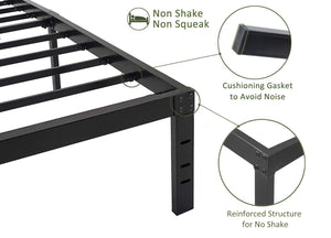 Heavy Duty King Metal Bed Frame with 18-Inch Storage