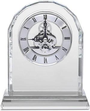 Crystal Desk Clock with Arched Top & Laser Engraving