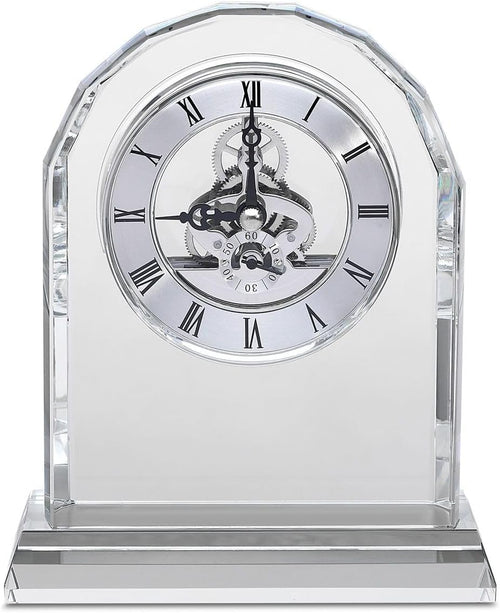 Crystal Desk Clock with Arched Top & Laser Engraving