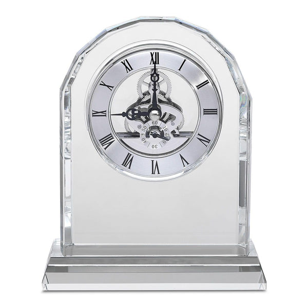 Crystal Desk Clock with Arched Top & Laser Engraving