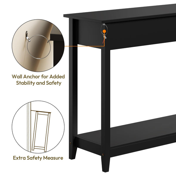 Console Table with 3 Drawers and Storage Shelf