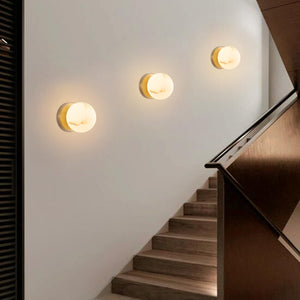 Gold Globe Wall Sconce with Marble Resin Shade