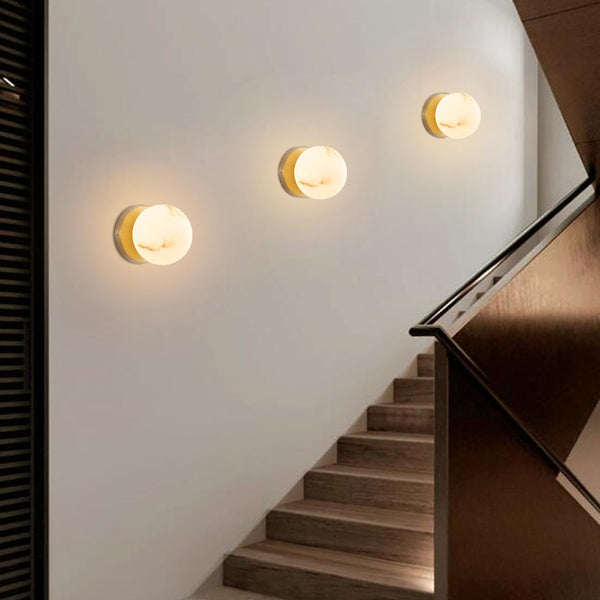 Gold Globe Wall Sconce with Marble Resin Shade