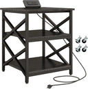 3-Tier Rolling Printer Cart with Power Outlet & Adjustable Shelf