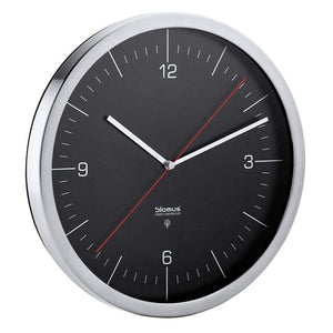 Round Black Analog Radio-Controlled Wall Clock
