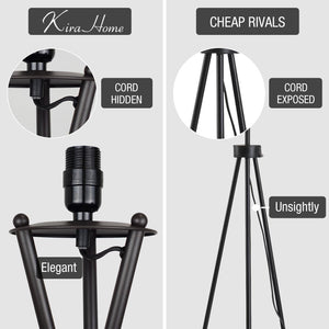 Tripod Floor Lamp with Drum Shade – 60" Metal Standing Lamp