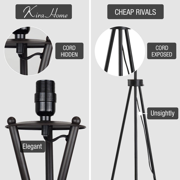 Tripod Floor Lamp with Drum Shade – 60" Metal Standing Lamp