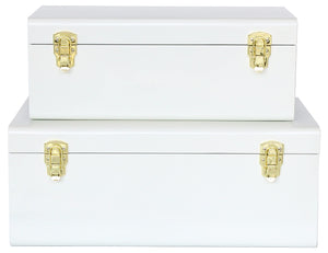 Metal Decorative Storage Trunk Set of 2 with Locking Clasps