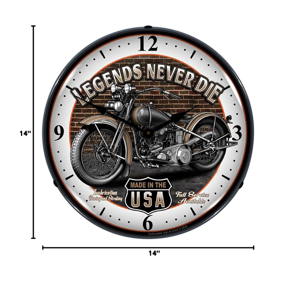 14-Inch Legends Motorcycle Lighted Wall Clock