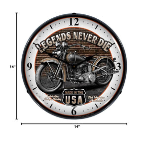 14-Inch Legends Motorcycle Lighted Wall Clock
