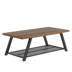 Rectangular Coffee Table with Wire Shelf