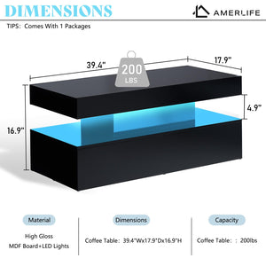 LED Coffee Table with Storage