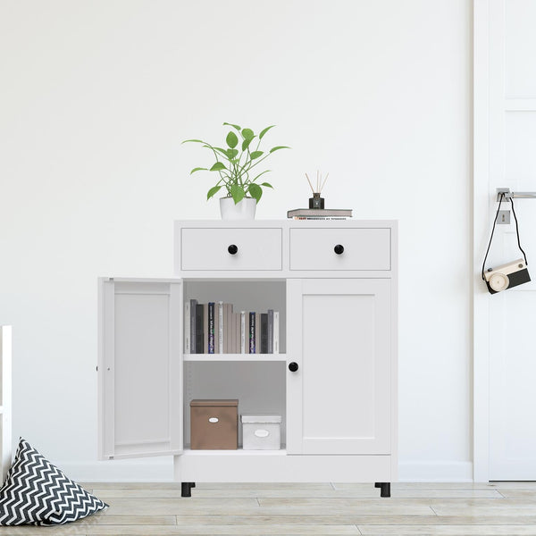 Metal Storage Cabinet with 2 Drawers & Adjustable Shelf