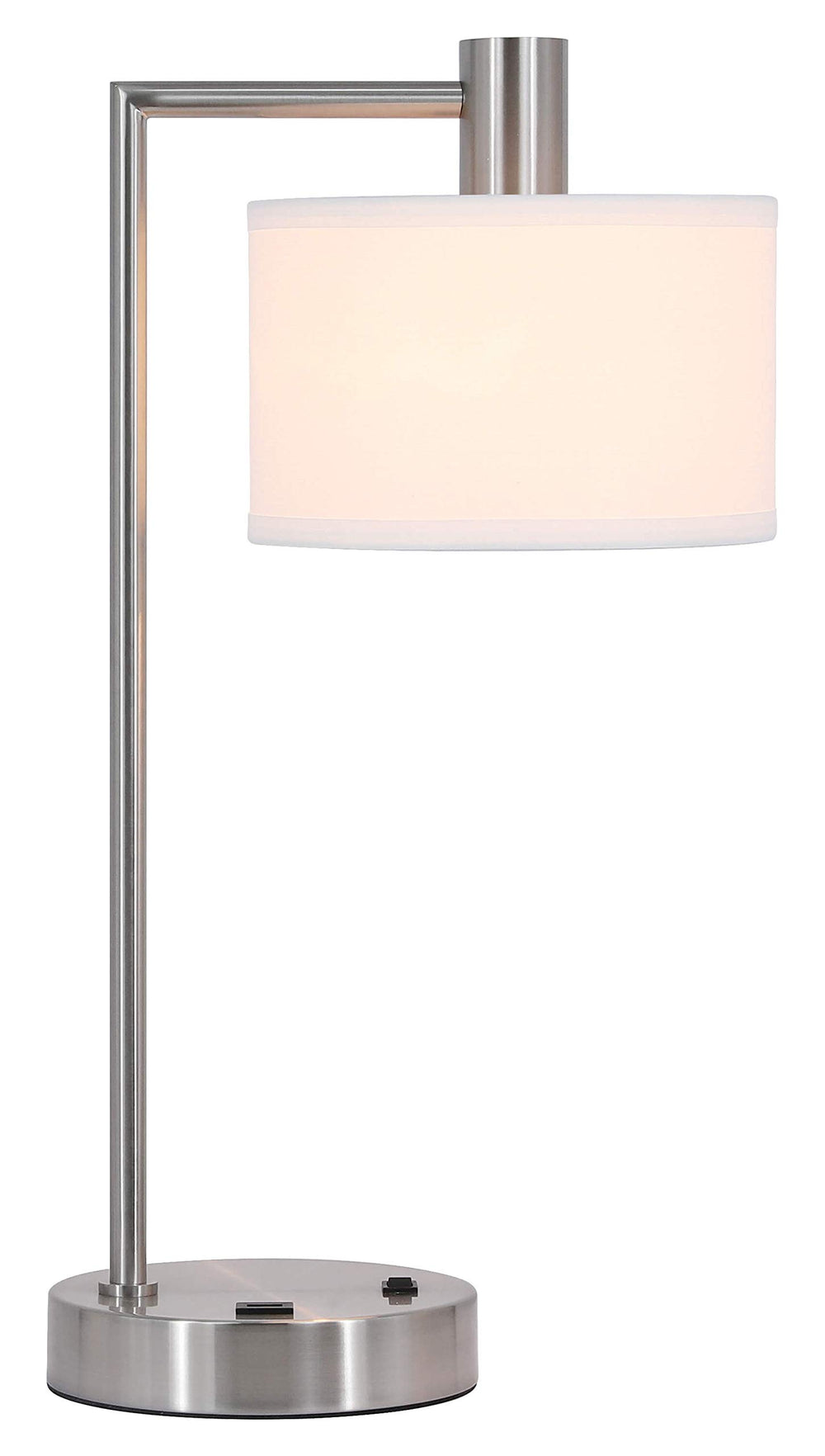 Bedside Table Lamp with USB Charging Port and Fabric Shade