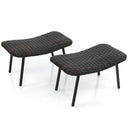 Set of 2 Outdoor Rattan Patio Ottomans with Quick Dry Foam