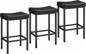 Counter Height Bar Stools with PU Leather Saddle Seat — Set of 2, 3, or 4