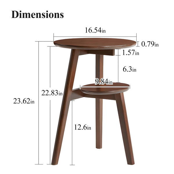 2-Tier Round End Table with Storage Shelf