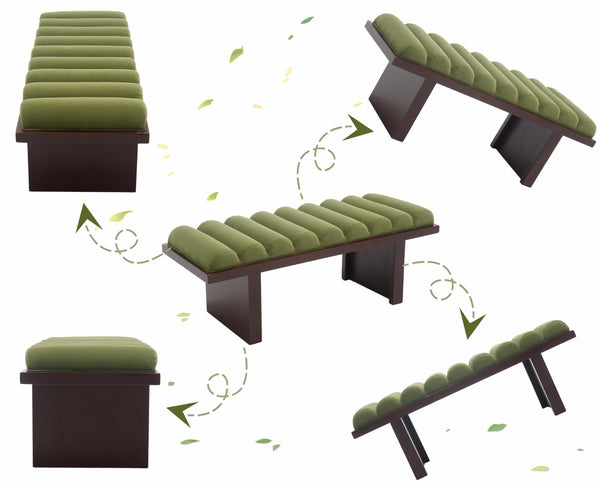 Upholstered Bedroom Bench with Cylindrical Cushion
