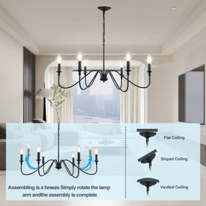 6-Light Black Industrial Chandelier