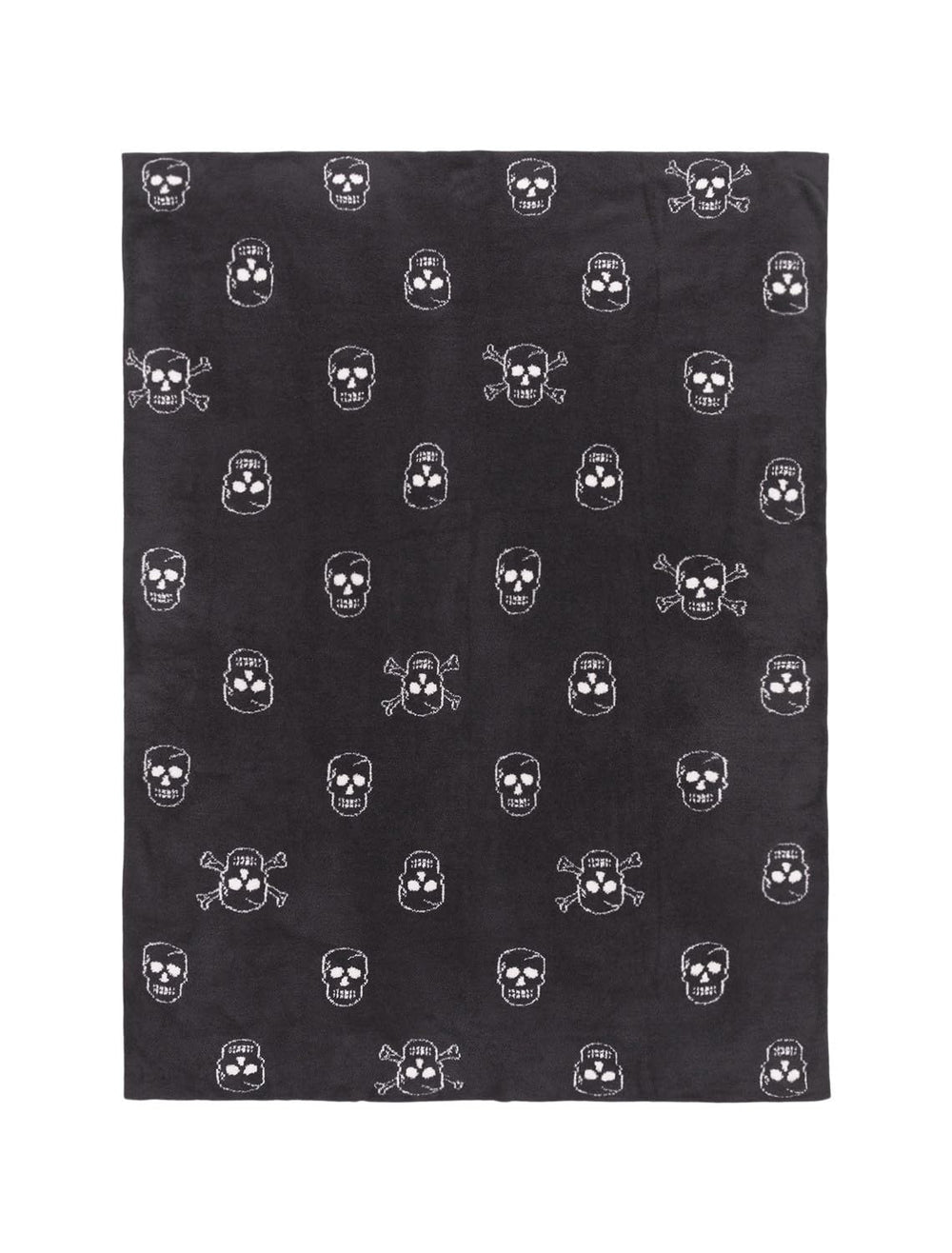 Skull Pattern Reversible Throw Blanket — Carbon & Almond, 54" x 72"