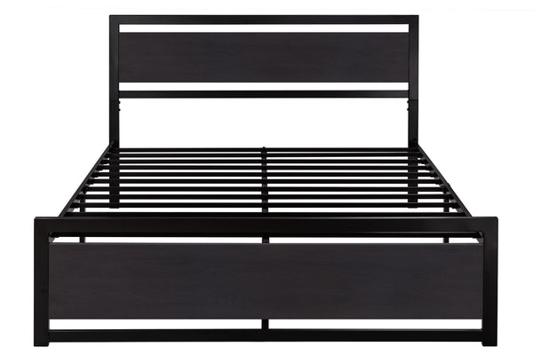 Metal Platform Bed Frame with Headboard & Slat Support
