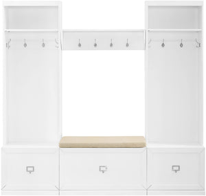 4-Piece Entryway Hall Tree Set with Storage Bench and Wall Shelf