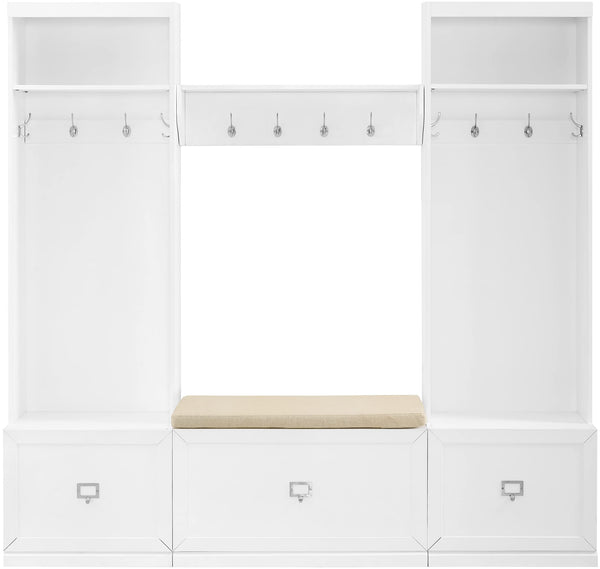 4-Piece Entryway Hall Tree Set with Storage Bench and Wall Shelf