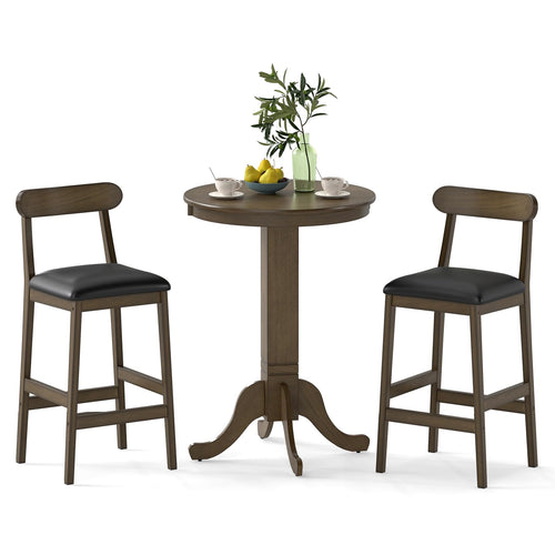 3-Piece Round Bar Table Set with 2 Stools