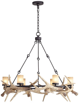 Rustic Antler Chandelier – 6-Light Round Ceiling Fixture