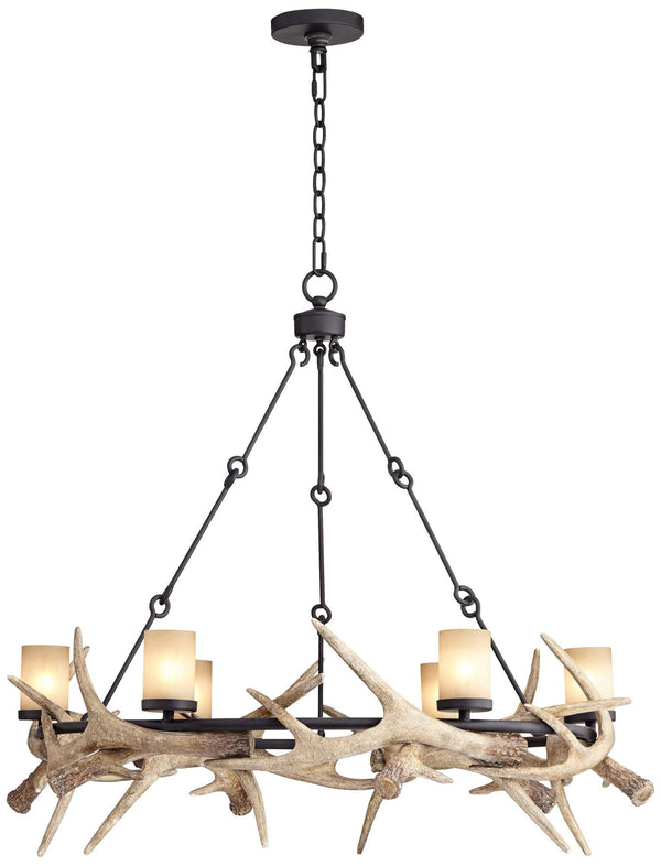 Rustic Antler Chandelier – 6-Light Round Ceiling Fixture