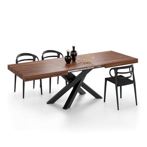 Extendable Dining Table with Black Crossed Legs, Seats 6–10