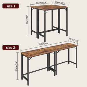 63-Inch Connectable Bar Table with Metal Frame