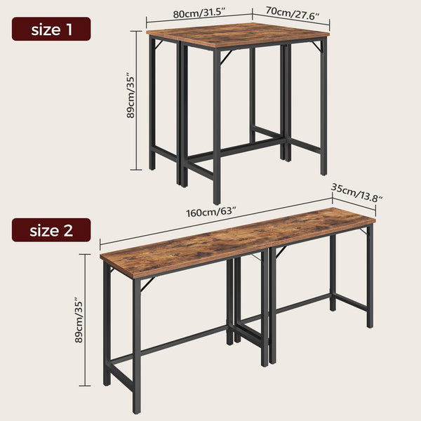 63-Inch Connectable Bar Table with Metal Frame