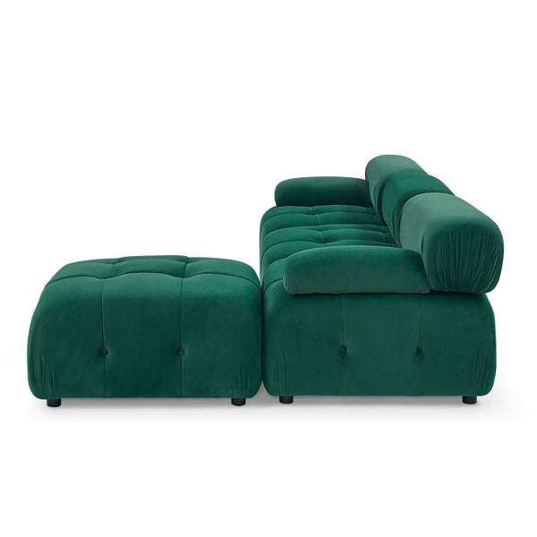L-Shaped Modular Sectional Sofa with Reversible Ottoman – Green