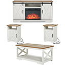 5-Piece Farmhouse Living Room Set with Electric Fireplace TV Stand