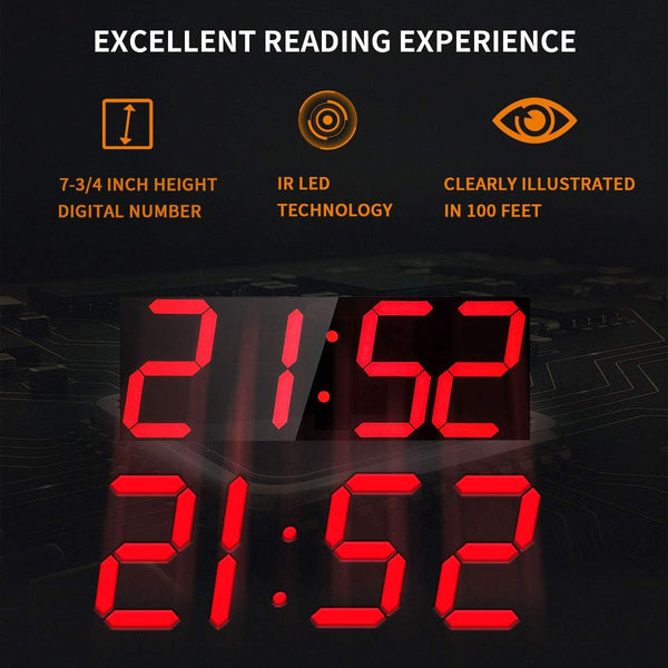 18-Inch LED Digital Wall Clock with Remote Control
