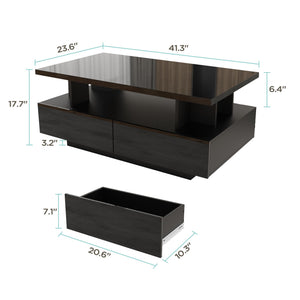 LED Coffee Table with 4 Drawers & High-Gloss Finish