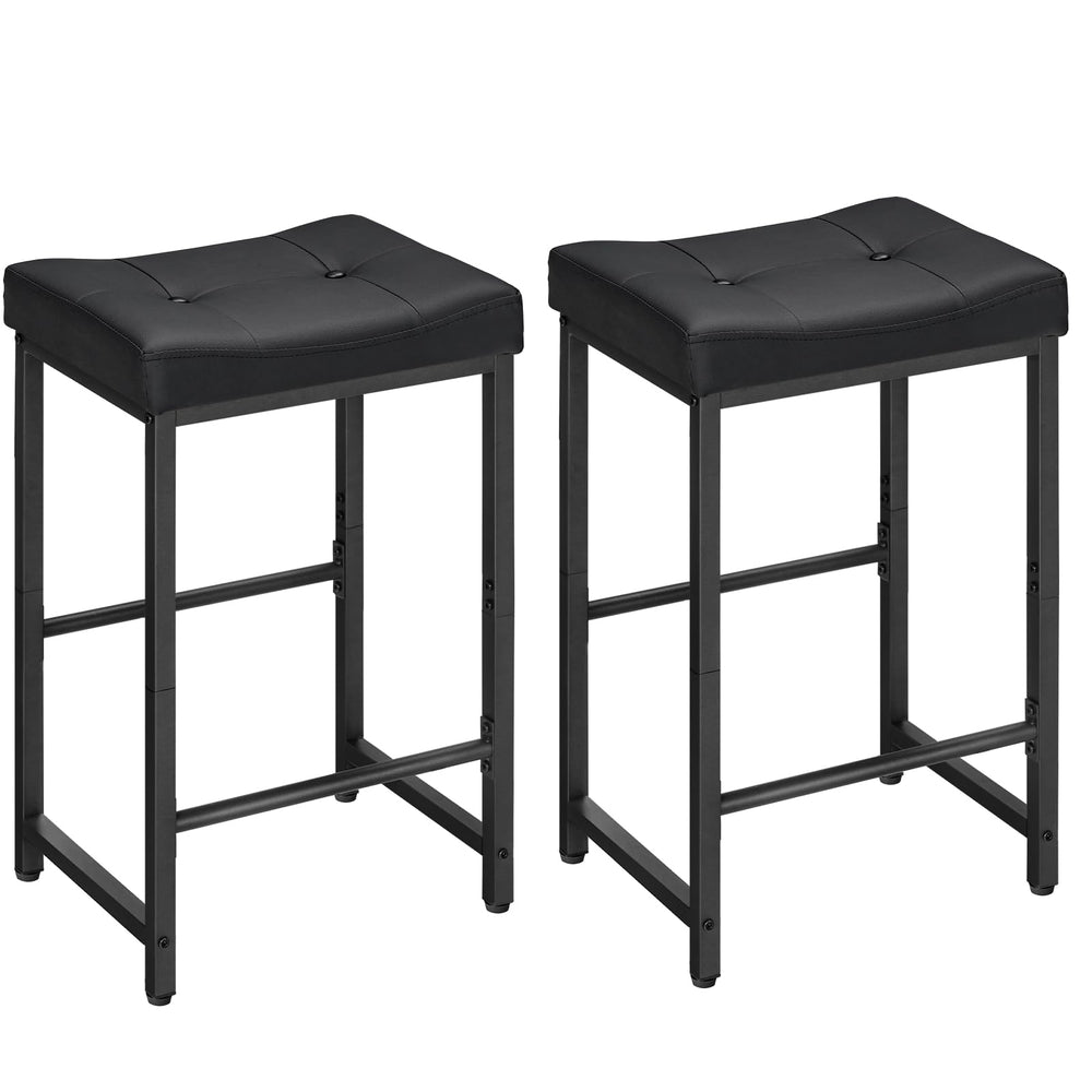 PU Leather Counter Height Bar Stools with Footrest, Set of 2