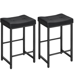 PU Leather Counter Height Bar Stools with Footrest, Set of 2