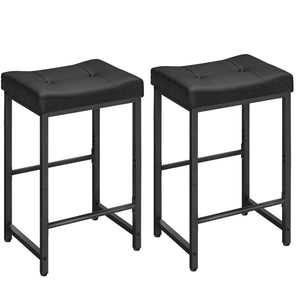 PU Leather Counter Height Bar Stools with Footrest, Set of 2