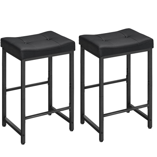 PU Leather Counter Height Bar Stools with Footrest, Set of 2