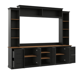 4-in-1 Wall Unit Entertainment Center with Bookshelf