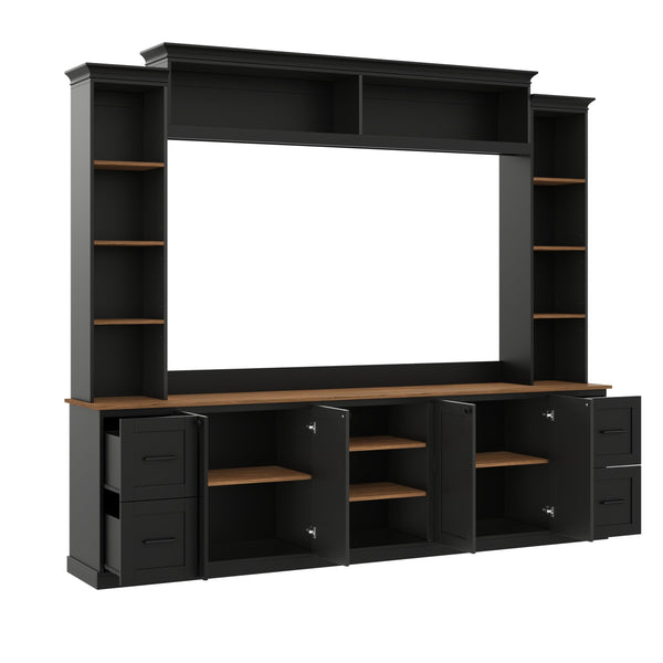 4-in-1 Wall Unit Entertainment Center with Bookshelf