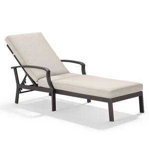 Outdoor Patio Chaise Lounge Chair with Adjustable Backrest & Removable Cushion