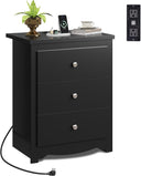 3-Drawer Nightstand with Charging Station & USB Ports