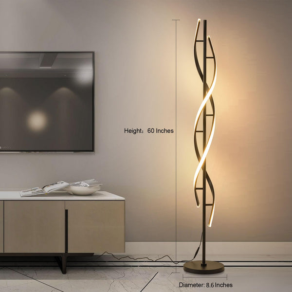 Spiral LED Dimmable Floor Lamp with Remote Control